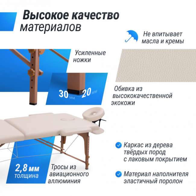 Массажный стол UNIX Med Standard 3 Section Beige
