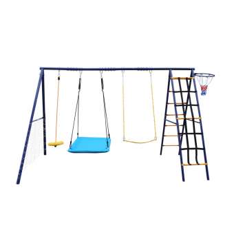 Детский комплекс уличный игровой с воротами UNIX Kids 7 в 1 Blue PL7IN1BL