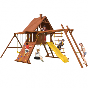 Детский игровой комплекс NewSunrise SUNRISESTAR NS6 с деревянной крышей и рукоходом