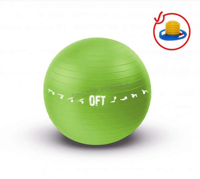 Гимнастический мяч 65 см Original FitTools FT-GBPRO-65GN с насосом